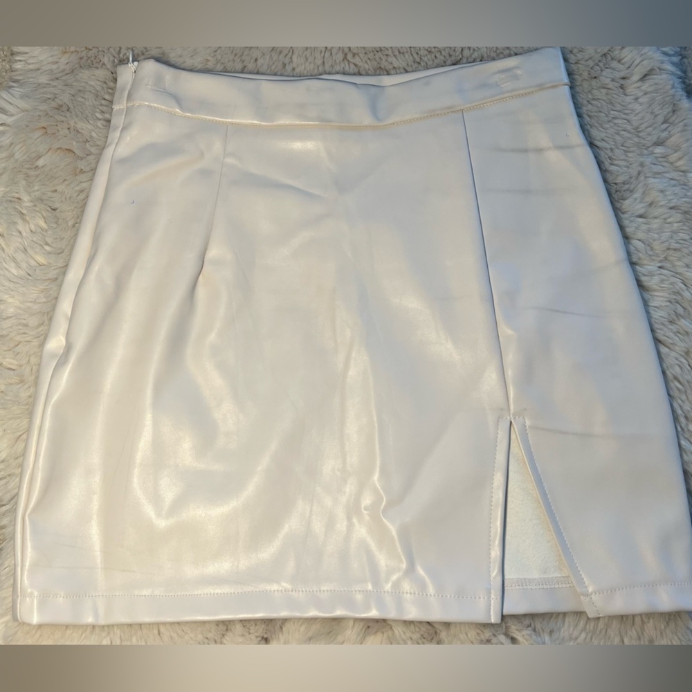 White Faux Leather Skirt